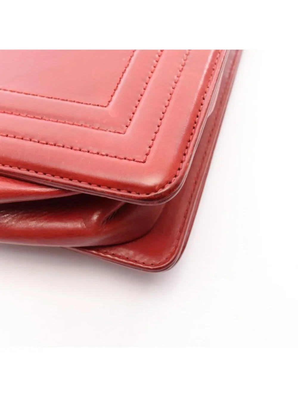 Chanel Shoulder Bag Boy Red Leather Chain